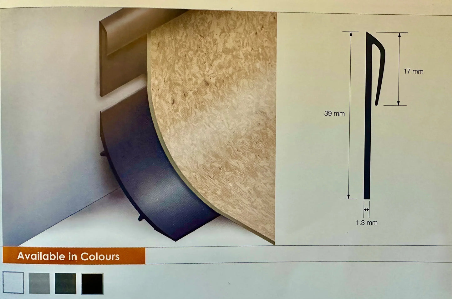 38mm Black Vinyl Floor Capping Strip - 2 Meter Length's - Cap & Cove Extrusion